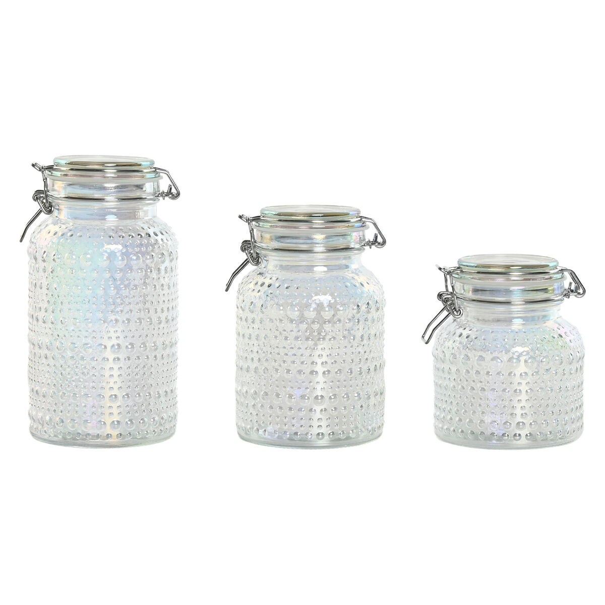 Home Esprit Set Van 3 Potjes Home Esprit Transparant Metaal Kristal 1,2 L 3 Onderdelen