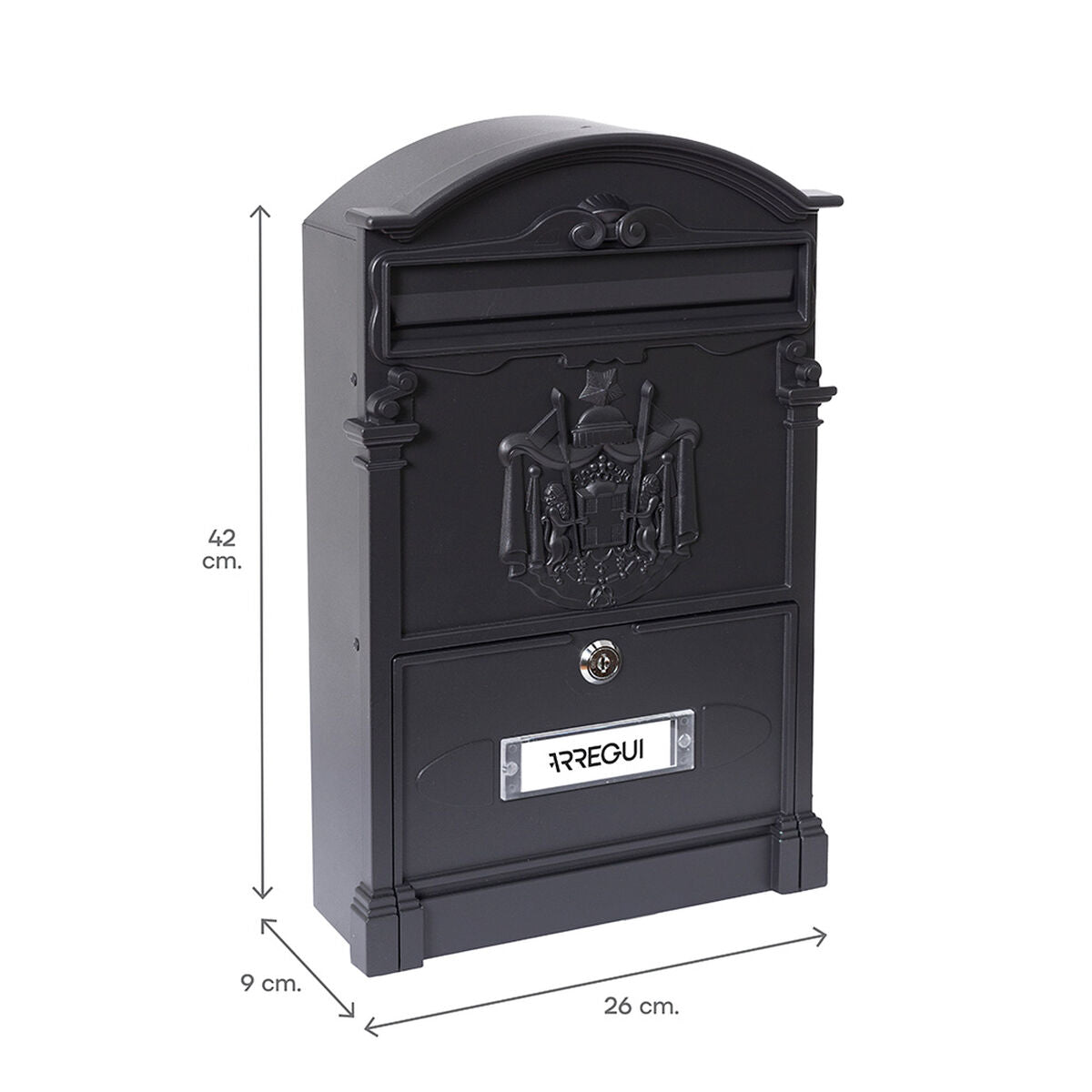 Arregui Brievenbus Arregui Zwart 26 X 9 X 42 Cm Aluminium