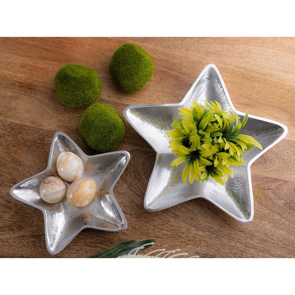 Decoratieschaaltjes aluminium goud zilver 25 cm set van 2