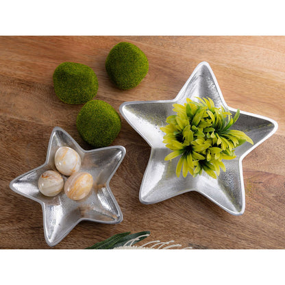 Decoratieschaaltjes aluminium goud zilver 25 cm set van 2