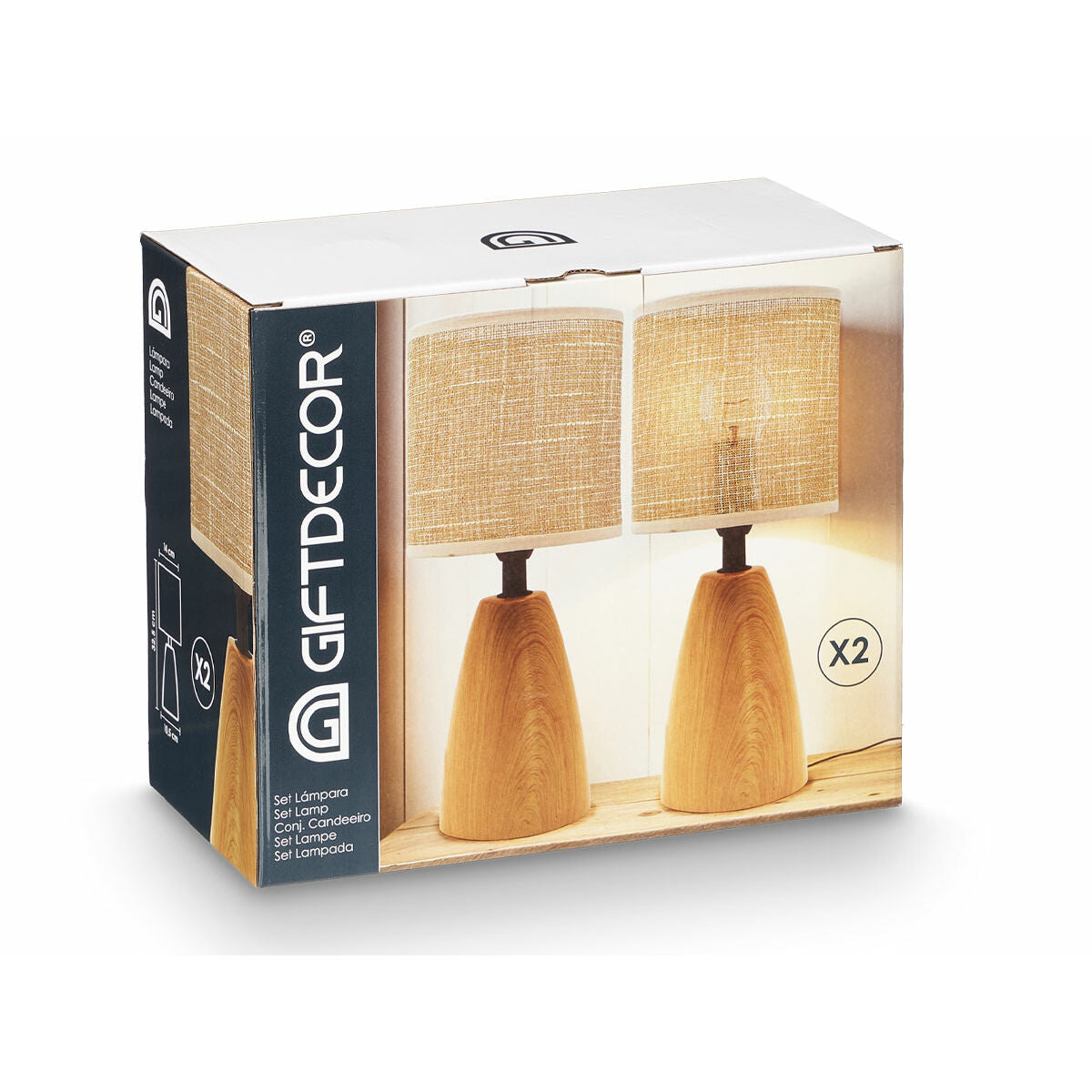 Gift Decor Bureaulamp Bruin 60 W 2 Stuks