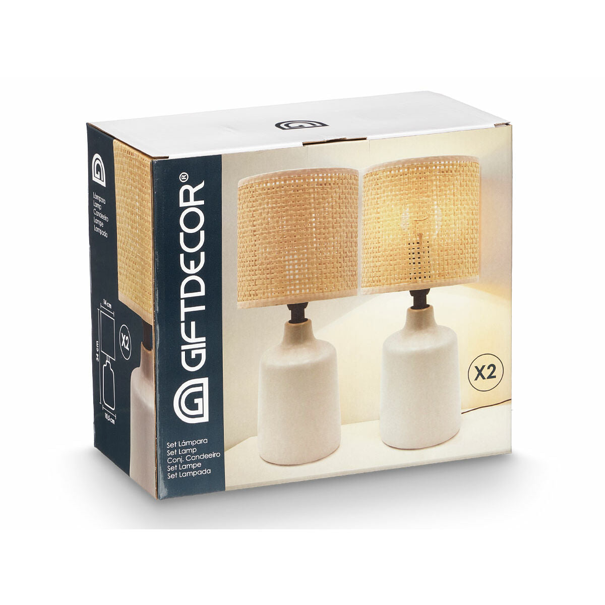Gift Decor Bureaulamp Wit 60 W 2 Stuks