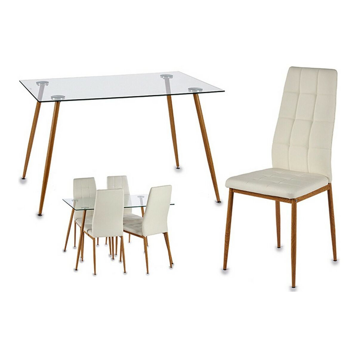 Gift Decor Tafel Met Vier Stoelen Gift Decor Davi 70 X 75 X 120 Cm Metaal Kristal