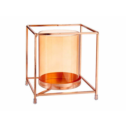 Gift Decor Kaarshouder Gift Decor Sw120662C Koper Amber Gouden Metaal Glas 14 X 15,5 X 14 Cm Vierkant