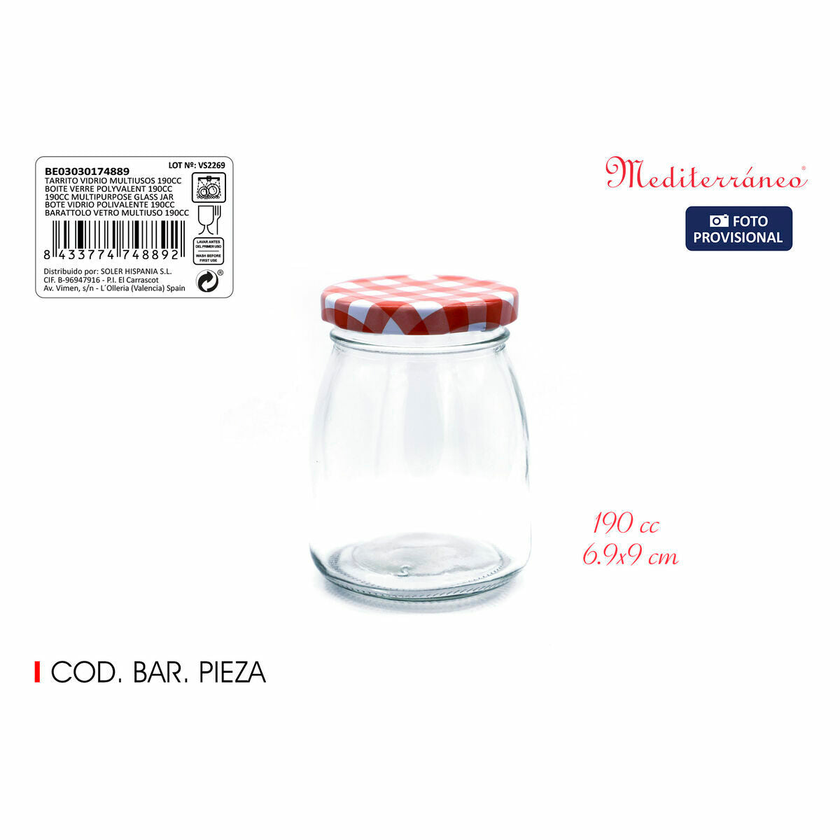 Mediterraneo Glazen Pot Mediterraneo Multifunctioneel 190 Ml Glas (48 Stuks)