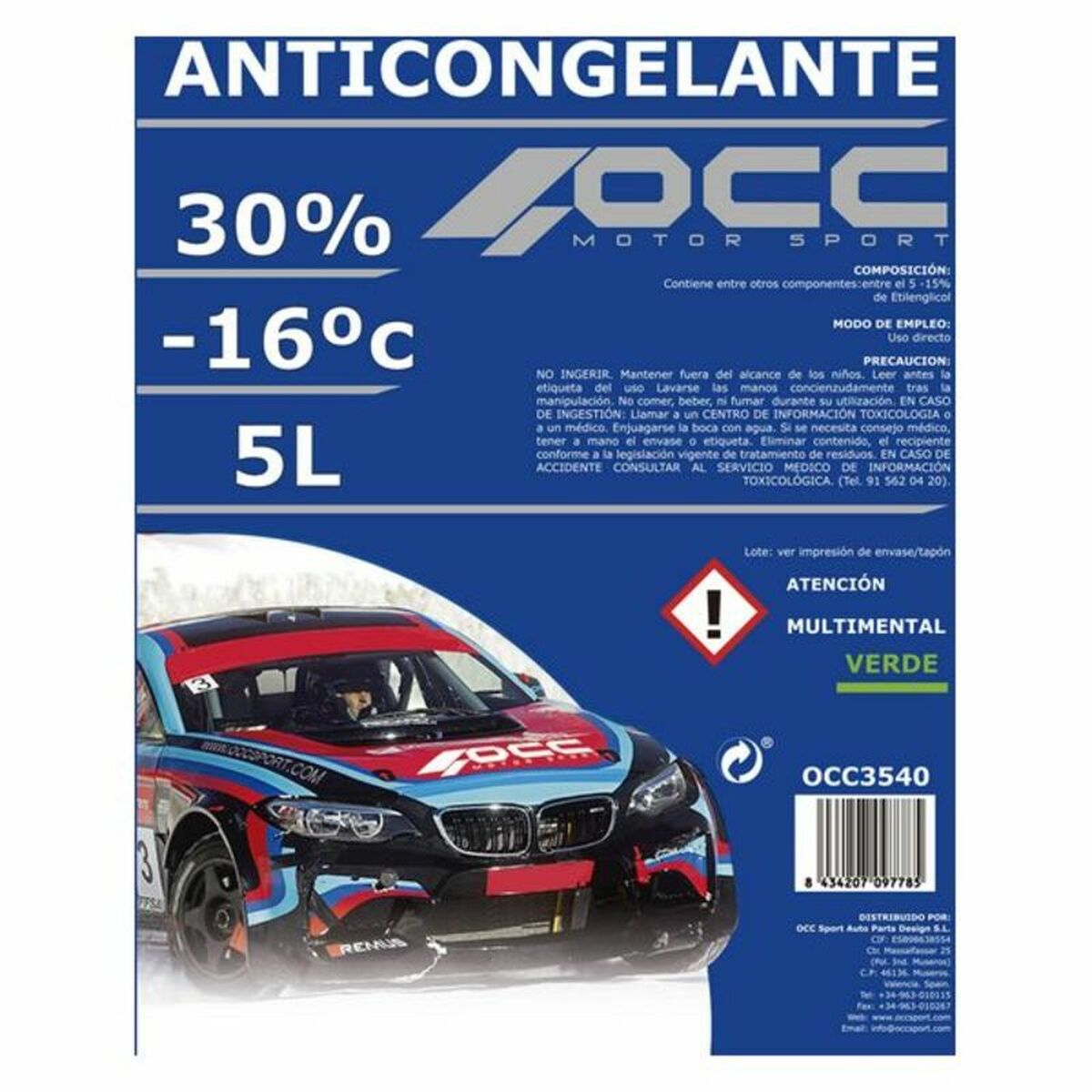 Occ Motorsport Antivries Occ Motorsport 30% Groen (5 L)