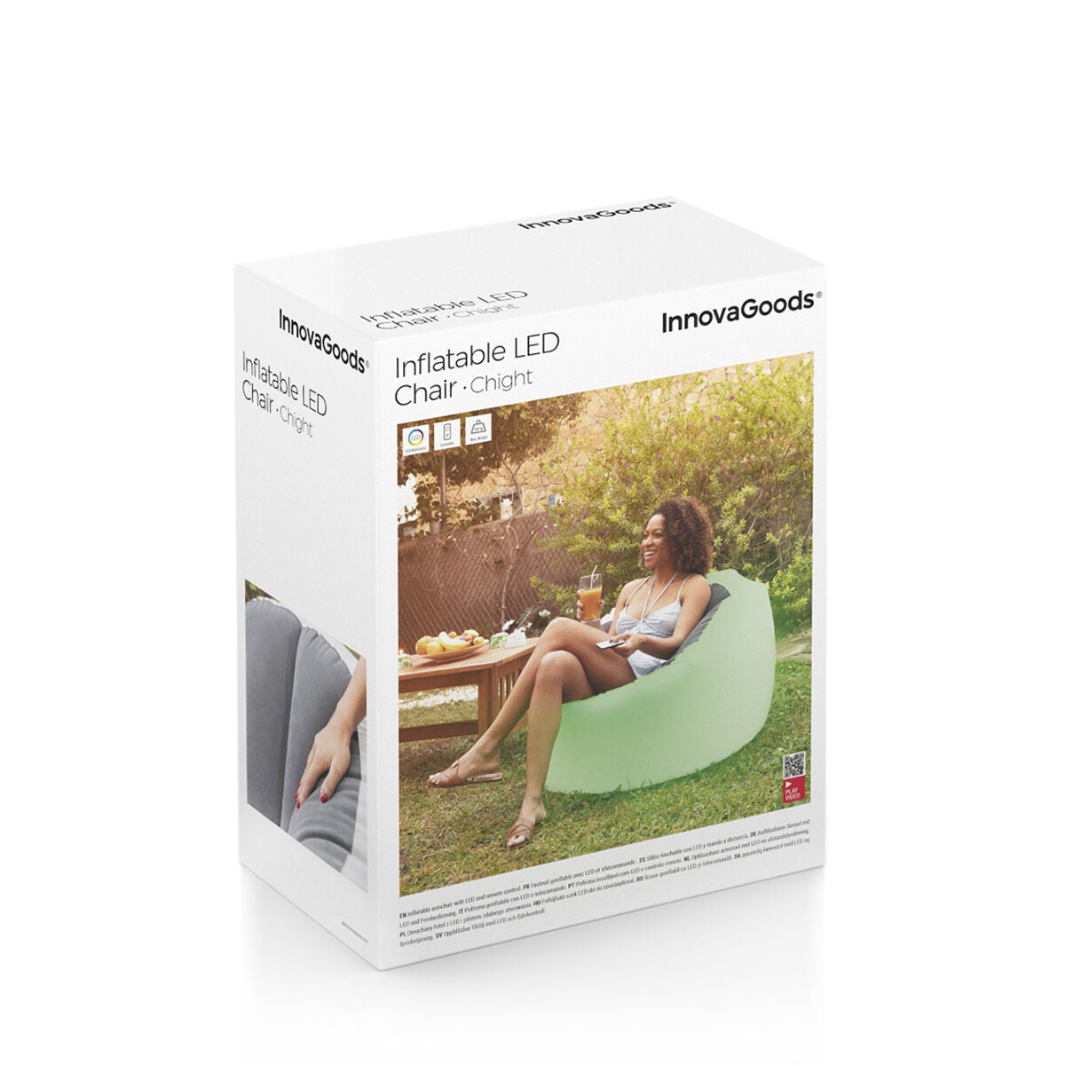 Innovagoods Opblaasbare Fauteuil Met Veelkleurige Lampjes En Afstandsbediening Chight Innovagoods