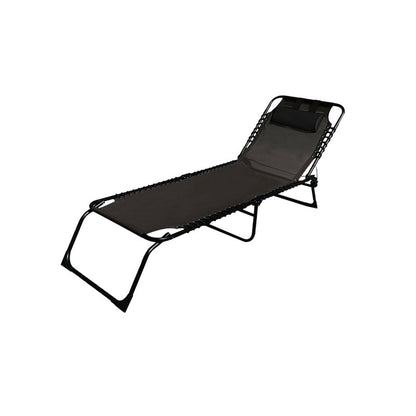 Marbueno Opvouwbare Ligstoel Staal Met Kussen Tuin En Zwembad 190X58X27 Cm Zwart 10004