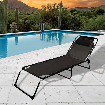 Marbueno Opvouwbare Ligstoel Staal Met Kussen Tuin En Zwembad 190X58X27 Cm Zwart 10004