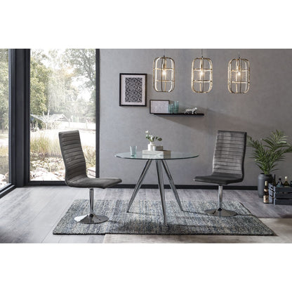 Eettafel rond glas Ø100 cm chroom