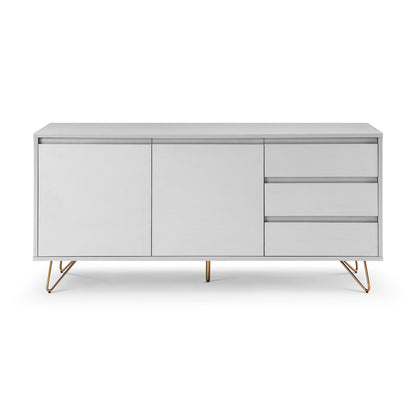 Dressoir 150x40x70 cm wit goud 2 deuren 3 lades