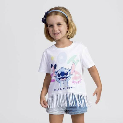 Stitch T-Shirt Met Korte Mouwen Voor Kinderen Stitch Wit
