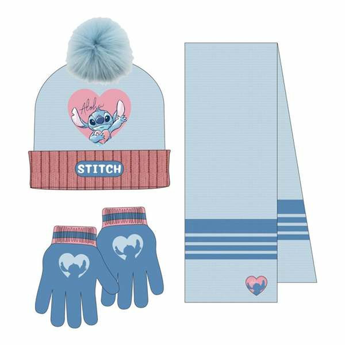 Stitch Muts En Wanten Stitch Licht Blauw