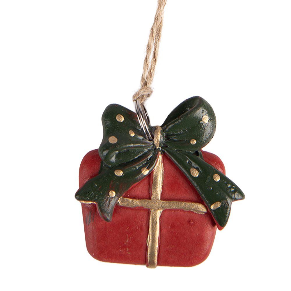 Kersthanger Cadeau 4x1x4 cm Rood Kunststof