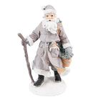 Kerstman beeldje 21 cm grijs bruin polyresin