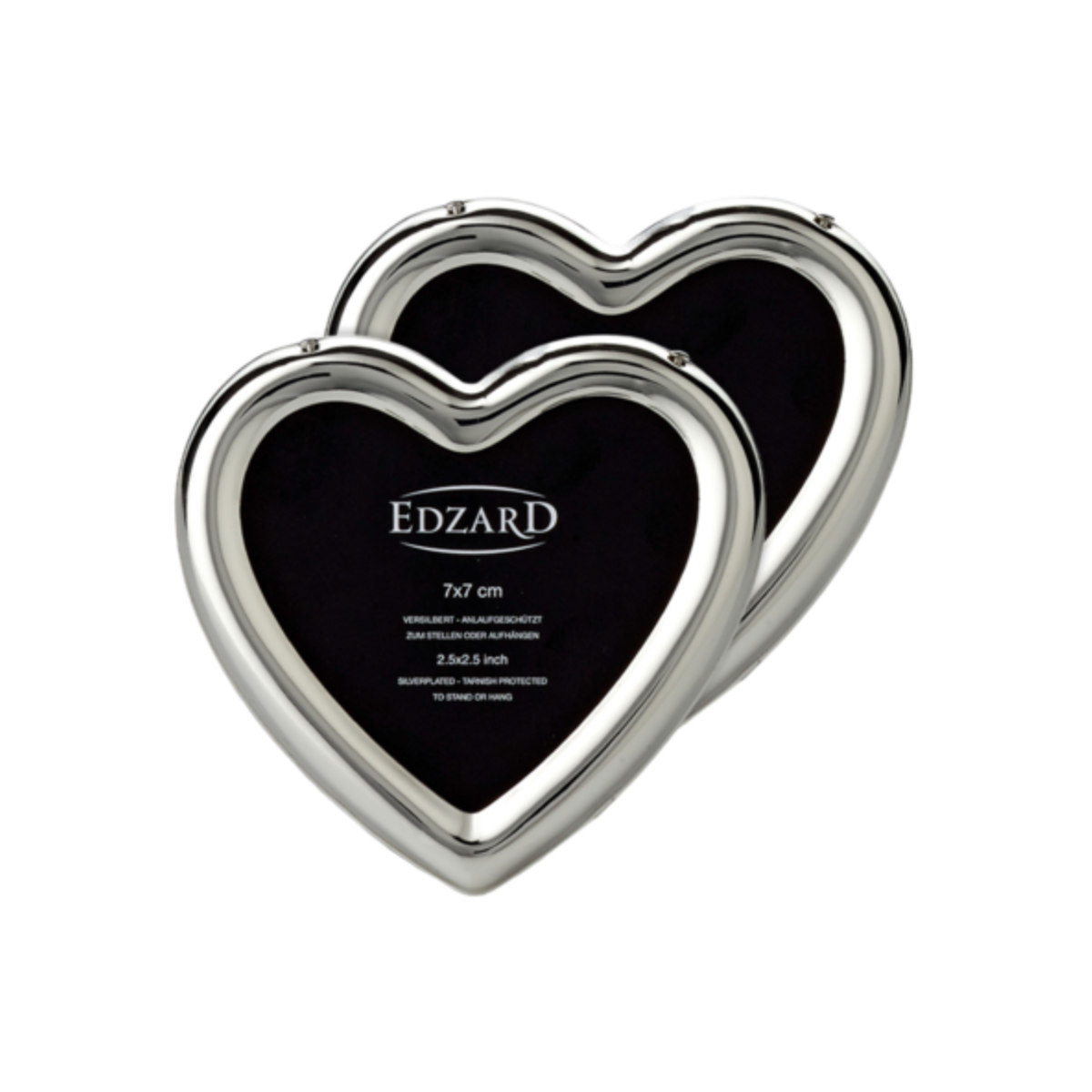 Fotolijst hart 7x7 cm verzilverd set van 2
