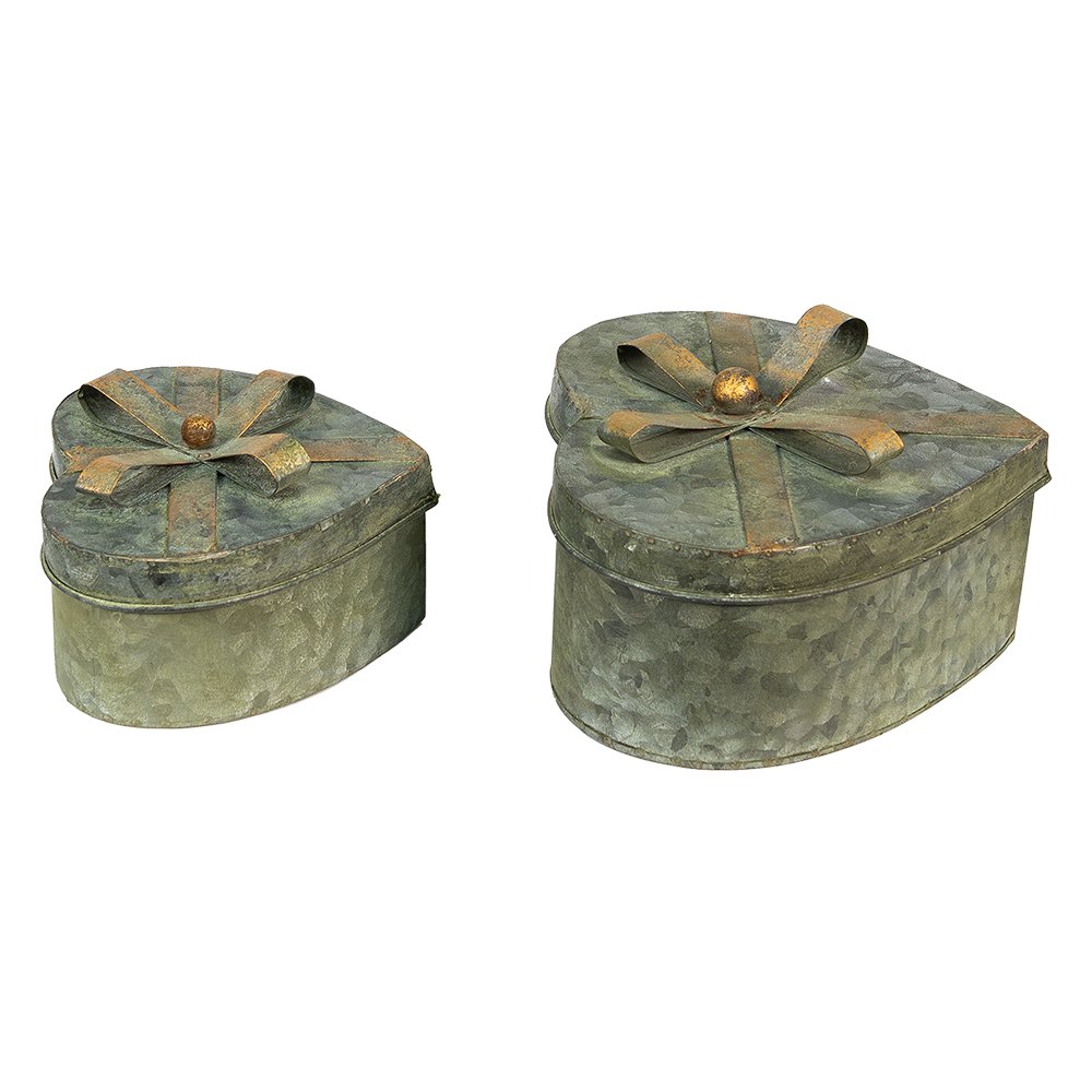 Storage box set of 2 Grey Metal