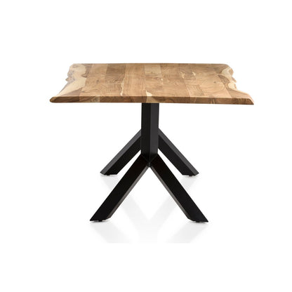 Eettafelset massief acacia 200x100cm met 6 stoelen
