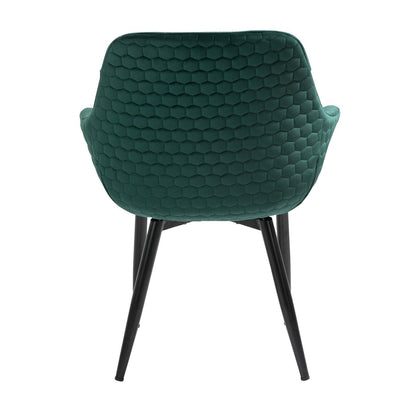 Armchair with honeycomb stitching in pine green velvet