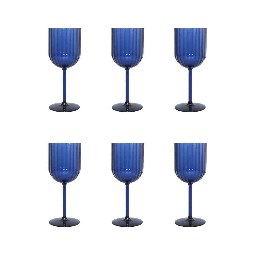 Acrylblauwe Wijnglazen Set Van Zes Marie Design Collectie