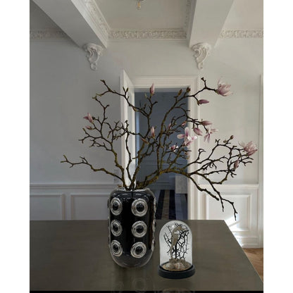 Zeepaardje stolp glas hout zwart goud