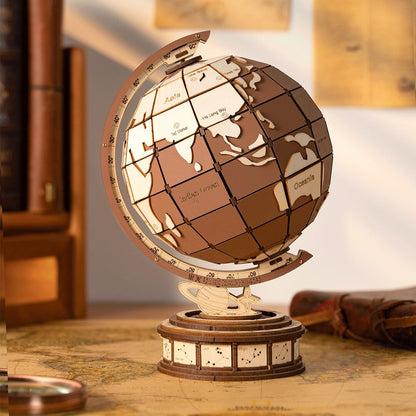 Houten 3D puzzel globe 16,2x14,6x23,4 cm