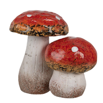 Paddenstoel decoratie 5x7 cm keramiek rood-wit