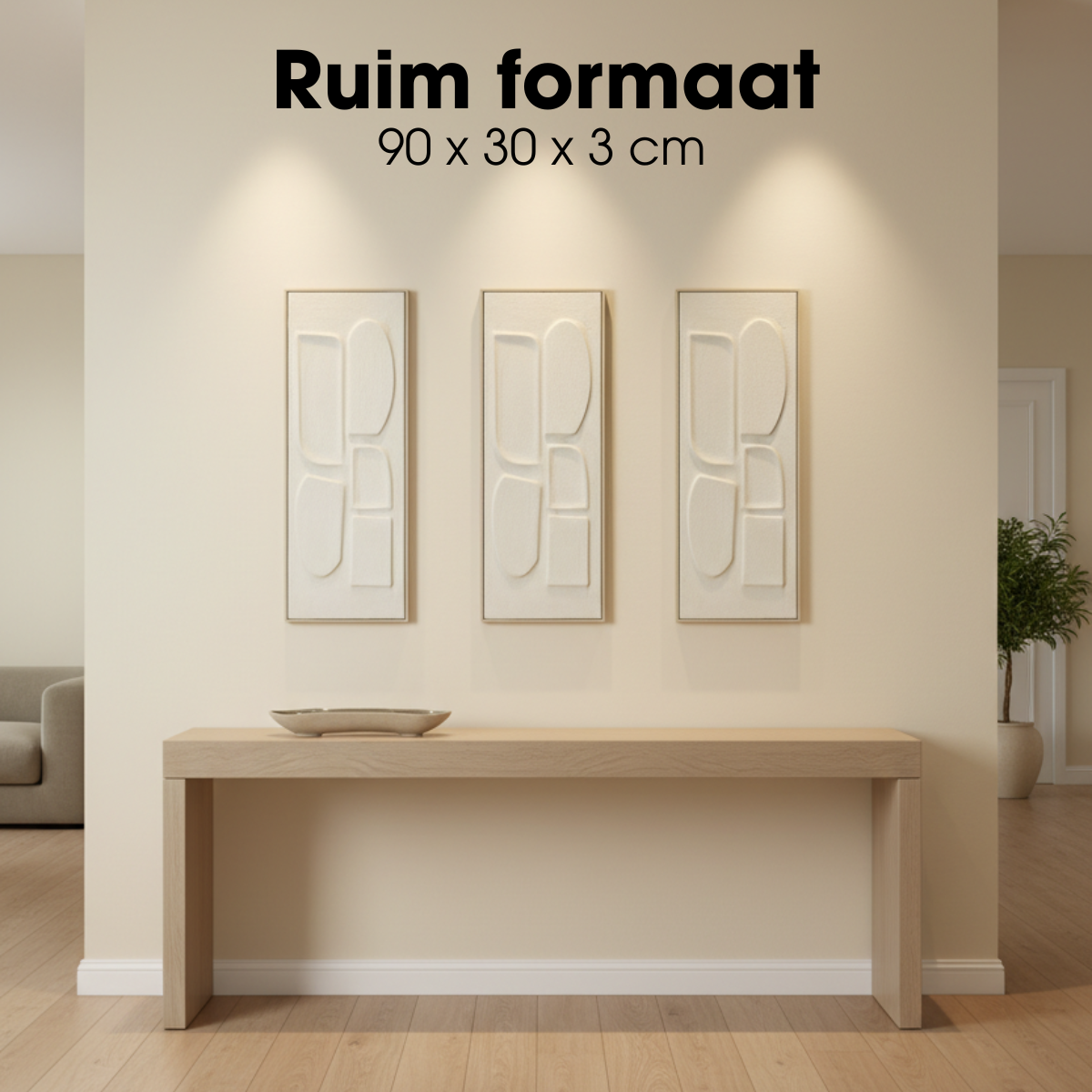 Wanddecoratie 90x30x3 cm off-white plastic