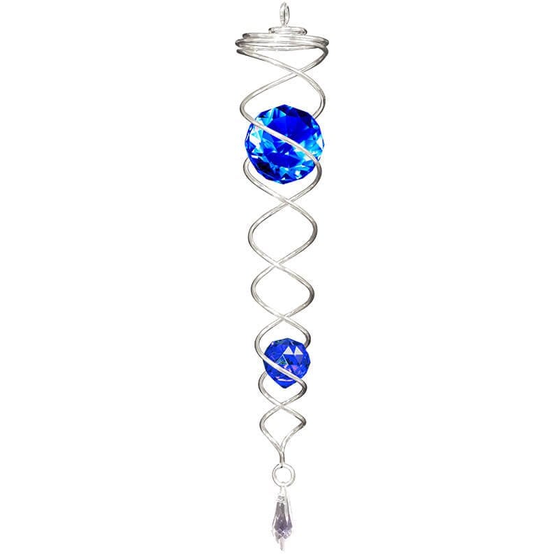 Windspinner zilver blauw RVS 55 cm