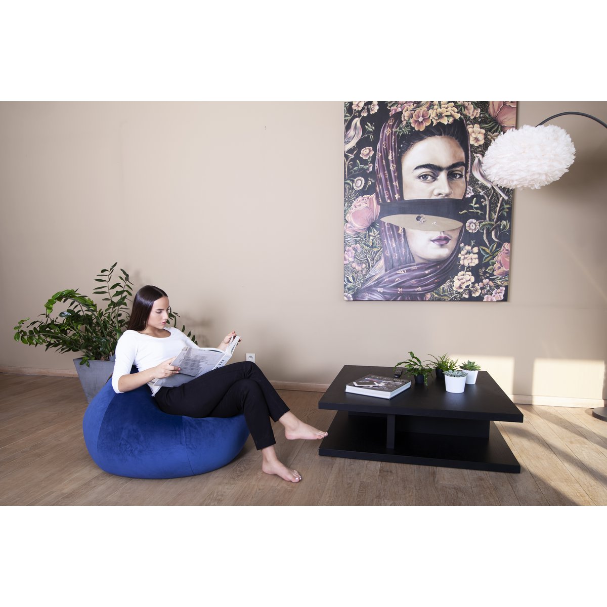 Big Poire Velvet Ocean Blue Design Seating Sit On It