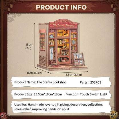 Cutebee, 3D DIY huisje, The Drama Bookshop, CWGC206,15,5x16x18cm