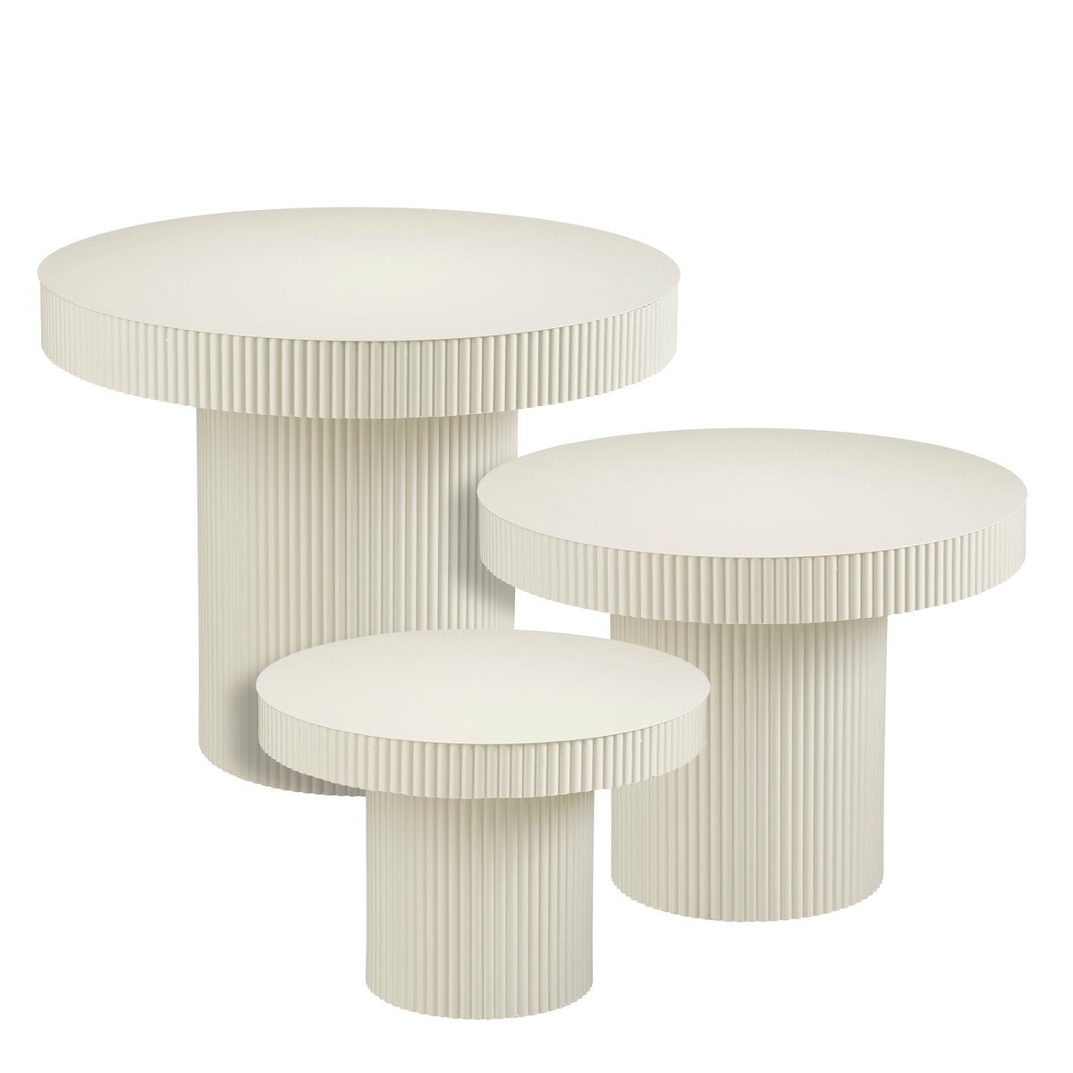Bijzettafel set ijzer off-white rond