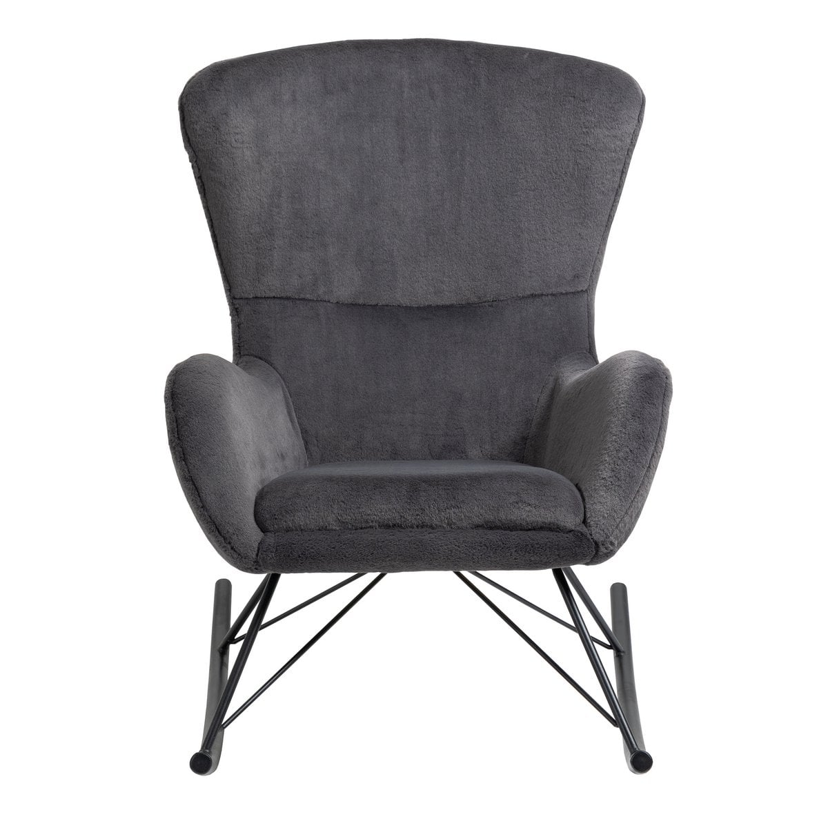 Rocking chair in dark grey lambskin look