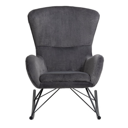 Rocking chair in dark grey lambskin look