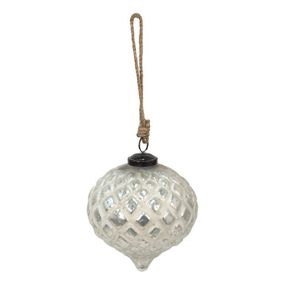 Kerstbal 12 cm zilver glas