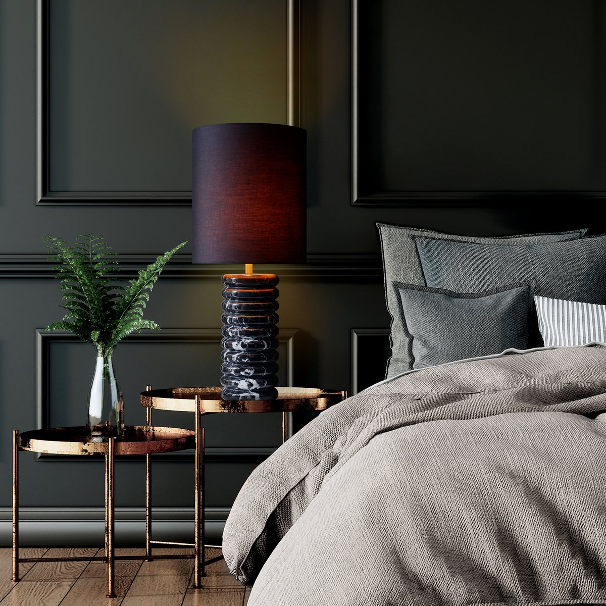 Table lamp marble/cotton black
