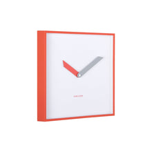 Wandklok 28 cm vierkant rood kunststof