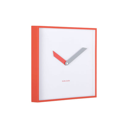 Wandklok 28 cm vierkant rood kunststof