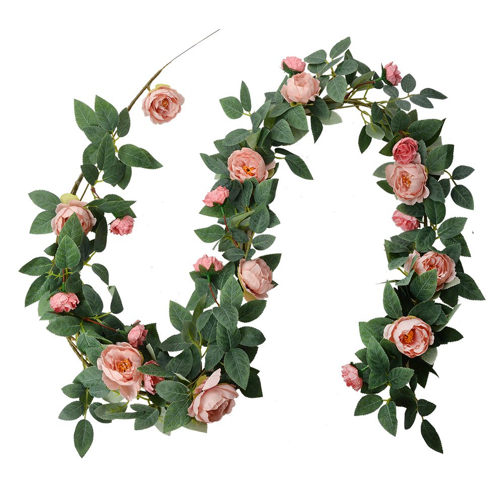 Kunstbloem guirlande 150 cm roze groen