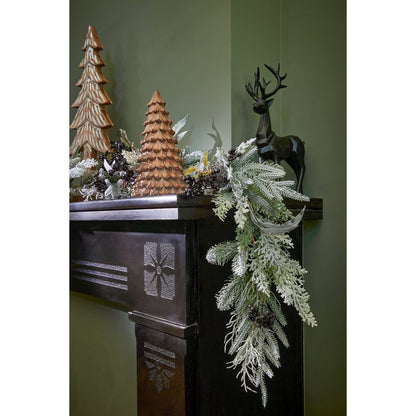 Vesper Guirlande met Dennenappels - L180 x B15 x H10 cm - Groen, Zwart