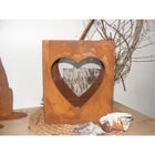 Rusty lantern with heart | square with glass insert