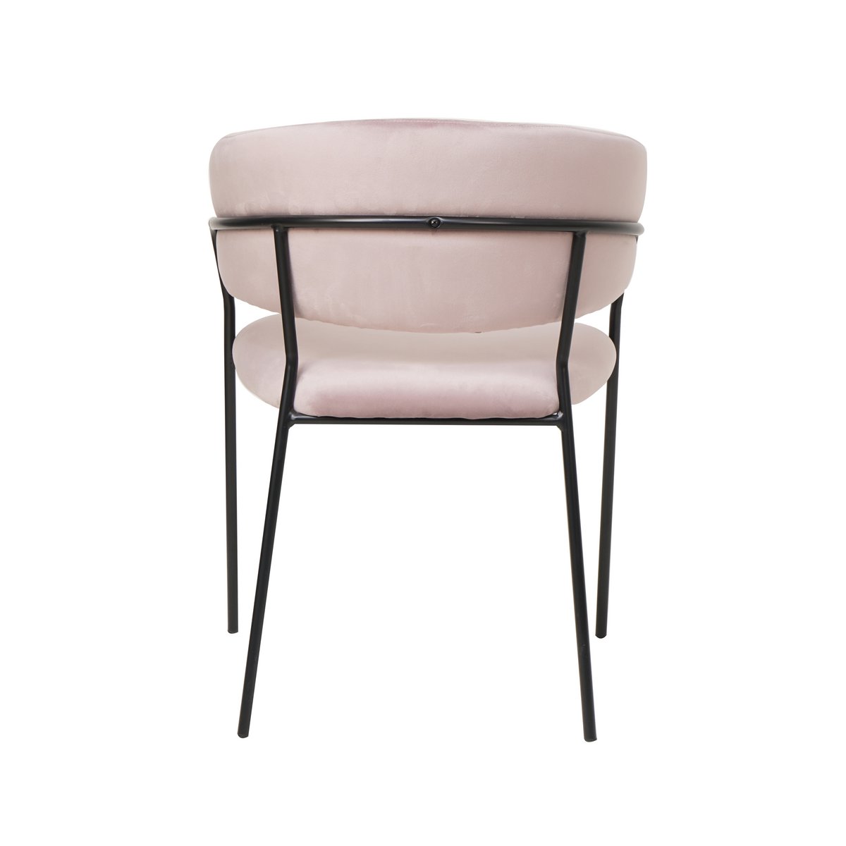 Stoel roze fluweel matzwart metaal 55x50x80 cm