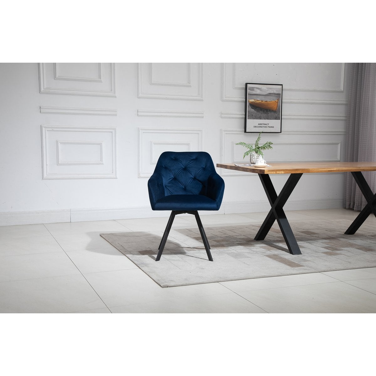 Fauteuil draaibaar blauw fluweel 61x62x85 cm