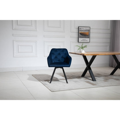 Fauteuil draaibaar blauw fluweel 61x62x85 cm