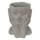 Bloempot hoofd 16x16x22 cm grijs steenlook
