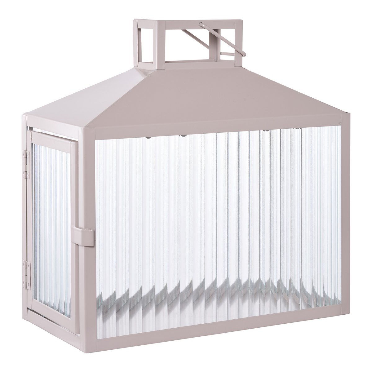 Lucca Lantern - Beige/grey, metal/glass, 26.5x13x26.5 cm