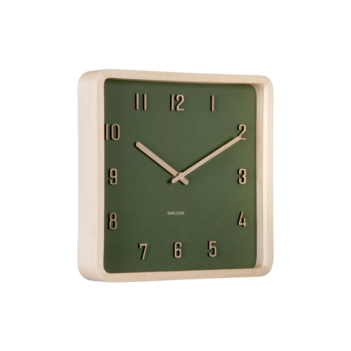 Wandklok 26x26 cm hout groen