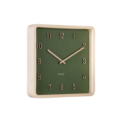 Wandklok 26x26 cm hout groen