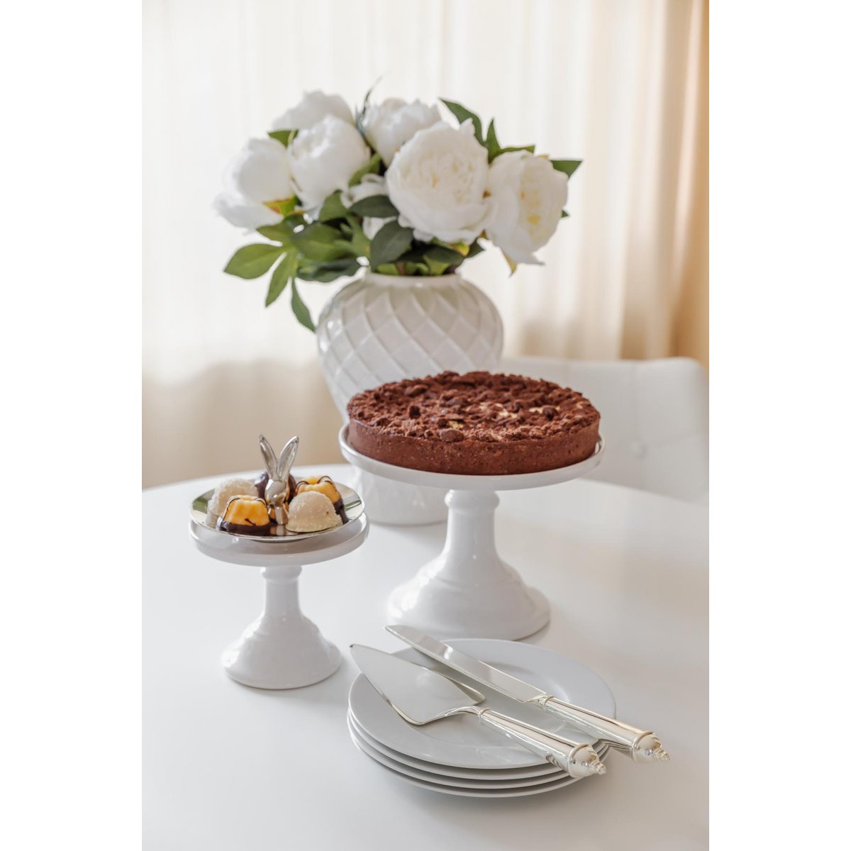 Taartschep en cakemes verzilverd 32 cm