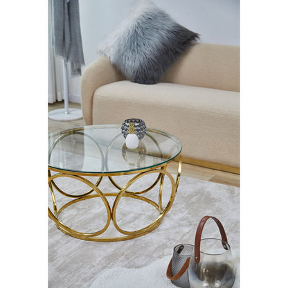 Salontafel Ø 80x40 cm goud glas